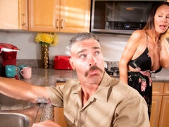 デカ尻, デカパイ, ブロンド, フェラチオ, 手コキする, 淫乱熟女, オッパイの, 濡れ