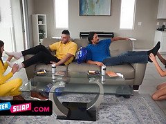 Pijpbeurt, Dochter, Kwartet, Onschuldig, Likken, Natuurlijke tieten, Kut duiken, Tietenklus