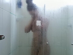 Pummeling and jizzing inwards the brown-haired taking a bathroom