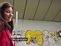 Public Agent Polish MILF boss wants big dick public POV caught giving sloppy blowjob outdoors