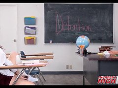 Thin h. female banged by teacher in detention