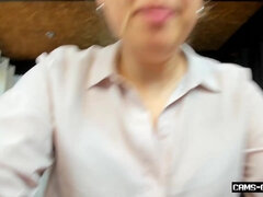 Almost caught by coworker in office