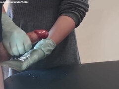 Spermaladung, Schwanz, Arzt, Weibliche domination, Fetisch, Handschuhe, Krankenschwester, Sperma