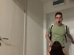 Girl pouts and moans as her man ravages her for real