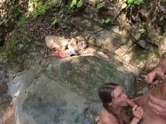 Amateur Couple Banging in the Jungle River