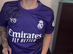 Soccer player smoking and masturbating with wild intensity