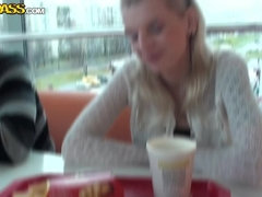 Anal, Blonde, Facial, Heels, Money, Public, Tattoo, Threesome