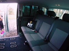 美女, フェラチオ, 茶髪の, 巨乳な, 車, ハードコア, ピグテール, 現実