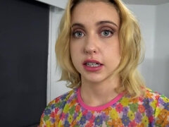 Blond, Pijpbeurt, Europees, Kokhalzen, Harig, Rijden, Tiener, Tieten likken