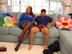 デカパイ, フェラチオ, 赤毛, 義母, ストッキング, 生徒, 禁句, 三人