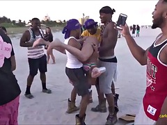 Tussi, Strand, Schwarz, Braunhaarige, Schwarz, Gruppe, Latina, Party