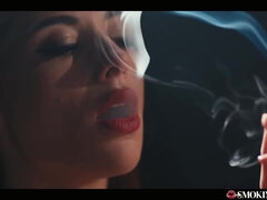 Red Head With Hard Nipples Smoking Cigarette - Smoke Porn Fetish Blowjob Featuring Audrey Reid