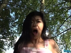 Amateur, Asiático, Mamada, Corridas, Estilo perrito, Al aire libre, Pov, Público