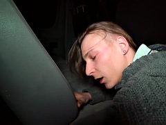 Handsome jock barebacks a stud in the car after getting sucked