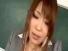 Asian tutor gets ravaged by her students during lesson