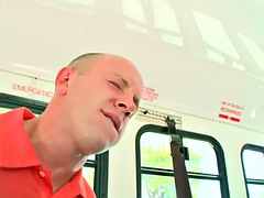 BBC bottom fucks white gay on the bus in front of people