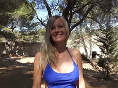 Hot blonde kitten fucks with a BBC outdoors