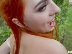 Blasen, Vollbusig, Spermaladung, Schwanz, Handjob, Im freien, Rotschopf, Jungendliche (18+)