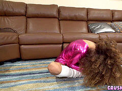 super hot Curly Haired ebony Stepdaughter smashes Stepdaddy