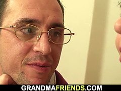 Busty chubby grandmother POV threesome