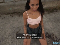 Public agent adorable colombia stunner is bent over and banged from behind outdoors