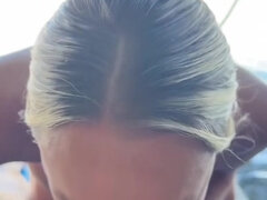 Amateur, Plage, Gros seins, Blonde, Sucer une bite, Éjaculation interne, Pov, Voyeur