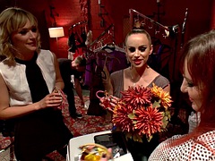 Panty thief tormented by three bad bitches from the lingerie store!