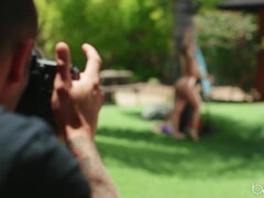 舐める尻, 美女, ブロンド, フェティッシュ, なめる, 自然山雀, ショートヘア, のぞき