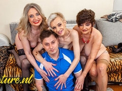 18 jahre, Oma, Gruppe, Lecken, Milf, Orgie, Kurzes haar, Titten