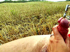 luxurious public urethral speculum in field - real sounding outdoor cum 4K