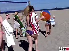 Spring break homies sharing a cock