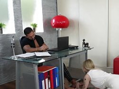 GIRLSRIMMING - Hot blonde Mimi Cica taming her boss