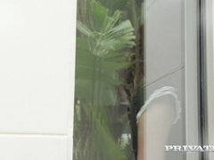 顔射, ヒール, メイド, オマンコ, 赤毛, ロシア人, ストッキング, ティーン