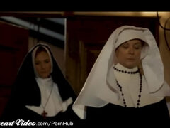 Busty Lesbian Nuns Eat Each Other Out as Sister Secretly Watches