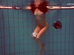 デカパイ, 女, アウトドア, プール, 公共, オマンコ, ティーン, 水中