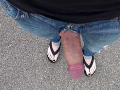 Crossdresser with sexy feet showing cock