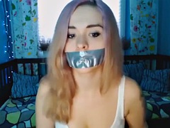 Blonde, Bondage, Femelle, Bâillonner, Solo, Webcam