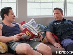 Tattooed muscle hunk Andrew Miller gets pounded by his well-endowed step-uncle Reese Rideout