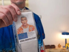 Faux hostel - cheating girlfriend gets a internal cumshot from visa inspector before threesome with big black cock