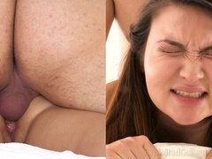 Gros cul, Grosse bite, Sucer une bite, Brunette brune, En levrette, Seins naturels, Adolescente, Jouets