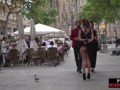 Chica, Sadomasoquismo, Perra, Morena, Tacones, Al aire libre, Público, Nalgadas