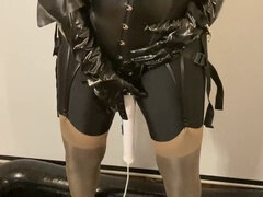 Enthousiasteling, Huisgemaakt, Latex, Masturbatie, Nylonstof, Orgasme, Spandexonderbroek, Kousen