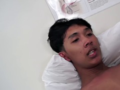 Asian twink with enema anally examined by doctor in infirmary