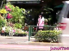 Petite Japanese flower shop girl hairy pussy banged