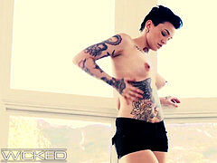 デカチン, フェラチオ, 茶髪の, エモ, 彼女, ゴス, タトゥー, オッパイの