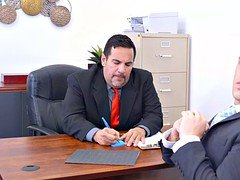 Office MILF with big tits Olivia Fox fucks a new employee