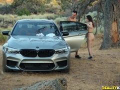 A super hung stud fucks a teen in fencenet tights every which way