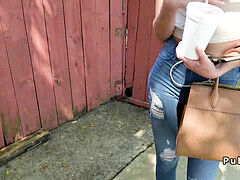 light-haired wanks and pummels in public