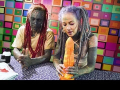 Couple, Gode, Grossier, Gothique, Hd, Tatouage, Nénés, Jouets