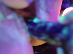 Abella Danger, Dana DeArmond, Karlee Grey and Jada Stevens have a lesbian orgy in the dark